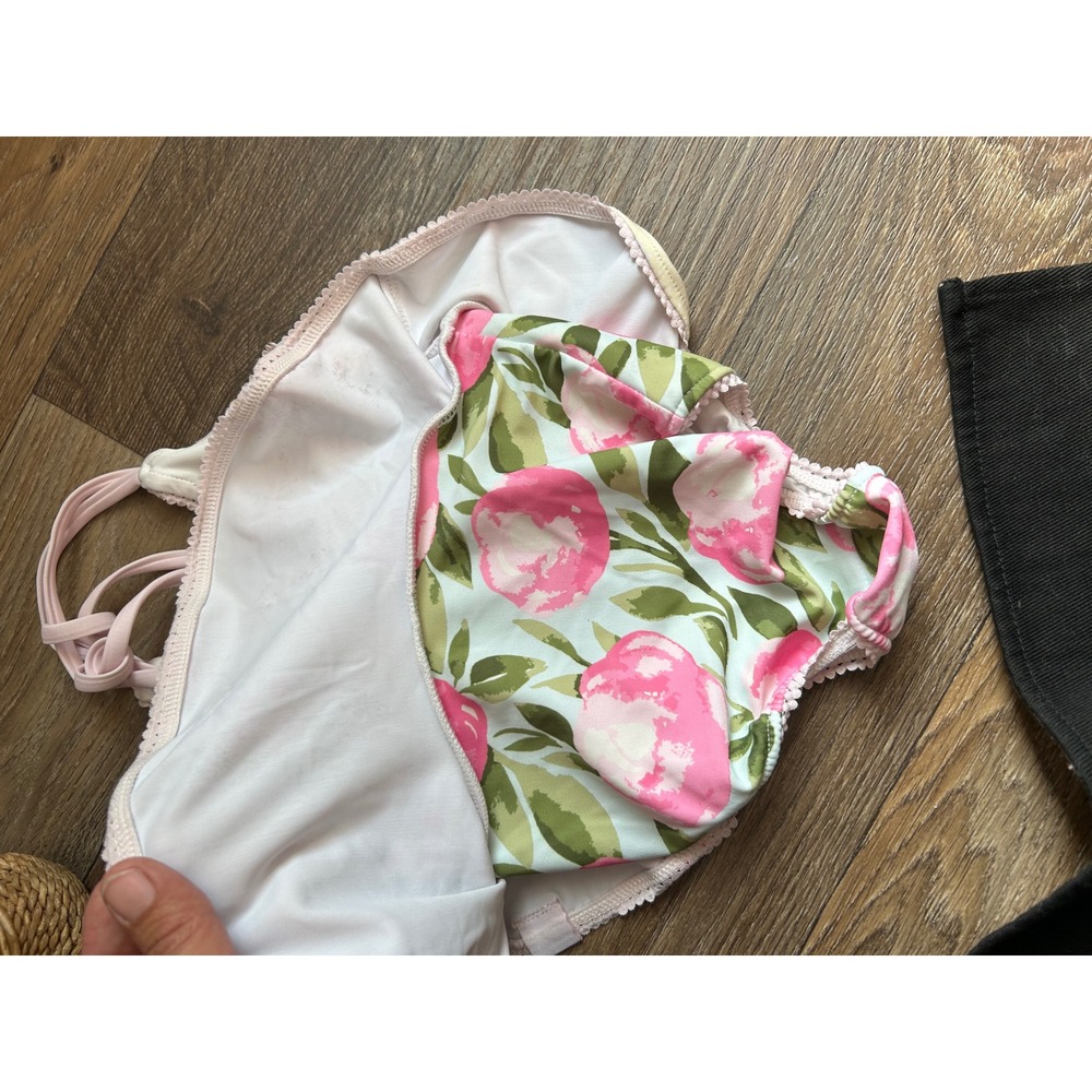 SweetHoney Baby Girls Floral One Piece Swimsuit Pink Yellow Lace Trim 18M - Picture 4 of 4